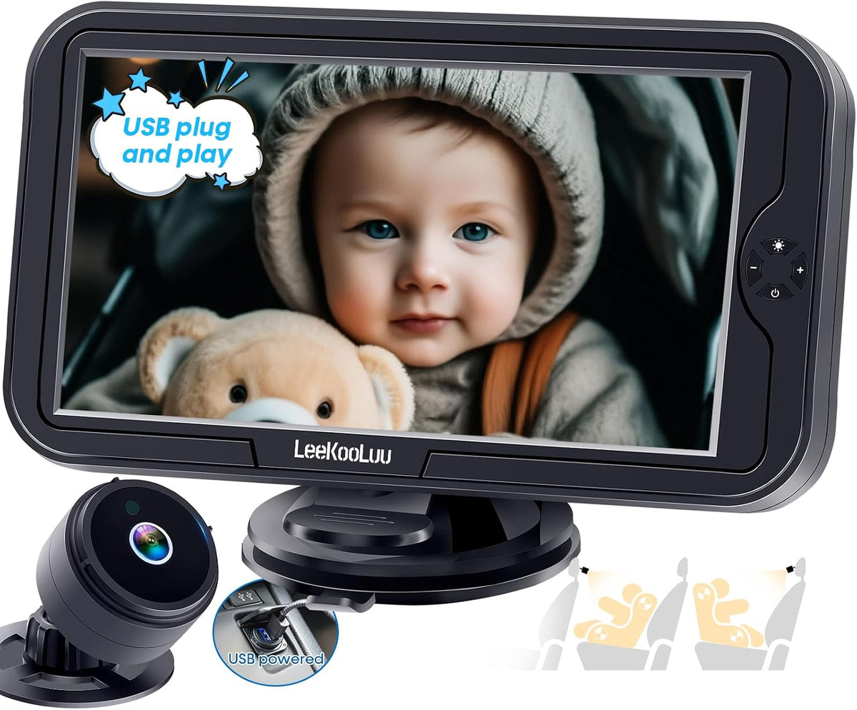 Baby Car Camera for Backseat 1080P - Plug and Play HD Crystal Night Vision
