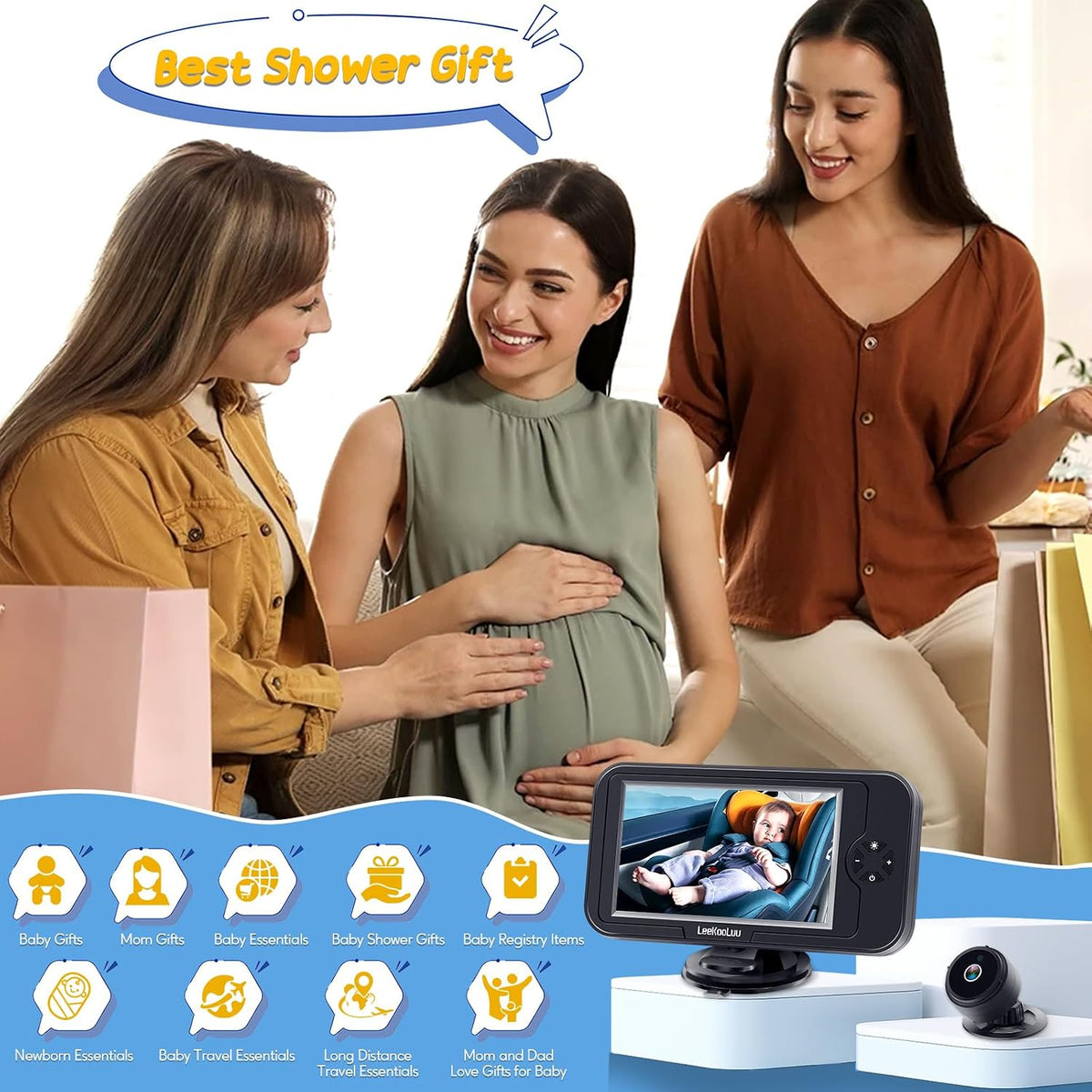 Baby Car Camera for Backseat 1080P - Plug and Play HD Crystal Night Vision