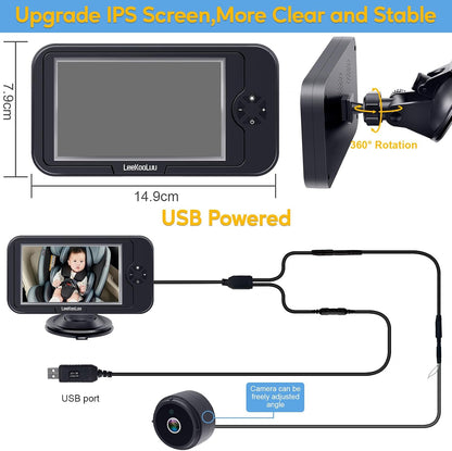 Baby Car Camera for Backseat 1080P - Plug and Play HD Crystal Night Vision
