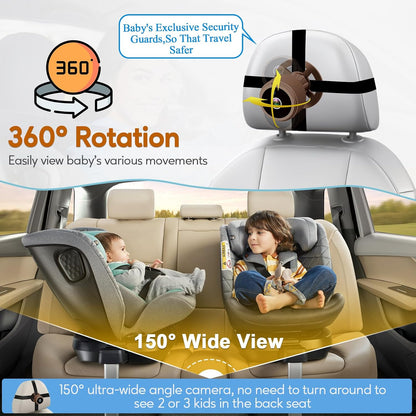Baby Car Camera for Backseat 1080P - Plug and Play HD Crystal Night Vision