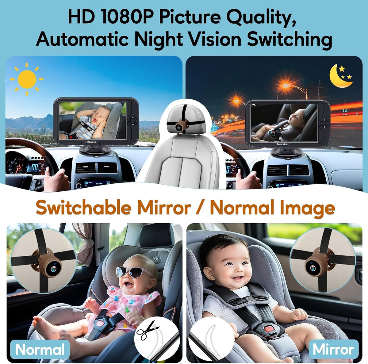 Baby Car Camera for Backseat 1080P - Plug and Play HD Crystal Night Vision