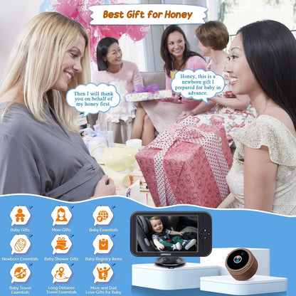 Baby Car Camera for Backseat 1080P - Plug and Play HD Crystal Night Vision