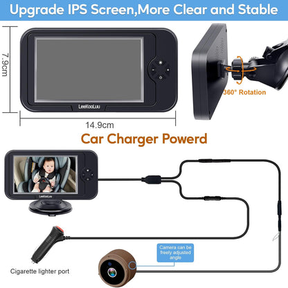 Baby Car Camera for Backseat 1080P - Plug and Play HD Crystal Night Vision