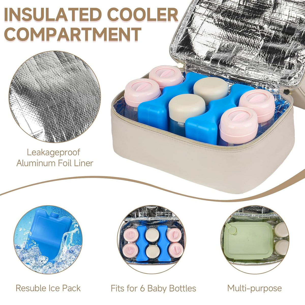Wearable Breast Pump Bag with Cooler Compartment Fits for Willow/Eufy/Elvie/Momcozy M5/S12 Pro/Medela, Breast Milk Travel Tote Bag with Ice Pack & Waterproof Mat,Black