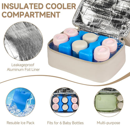 Wearable Breast Pump Bag with Cooler Compartment Fits for Willow/Eufy/Elvie/Momcozy M5/S12 Pro/Medela, Breast Milk Travel Tote Bag with Ice Pack & Waterproof Mat,Black