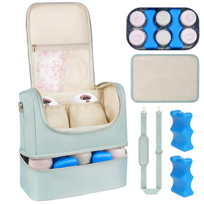 Wearable Breast Pump Bag with Cooler Compartment Fits for Willow/Eufy/Elvie/Momcozy M5/S12 Pro/Medela, Breast Milk Travel Tote Bag with Ice Pack & Waterproof Mat,Black