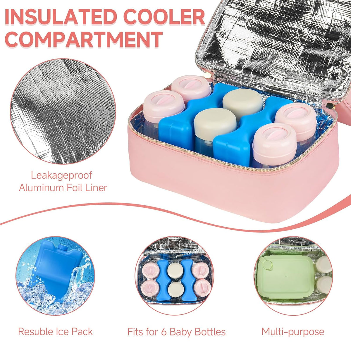 Wearable Breast Pump Bag with Cooler Compartment Fits for Willow/Eufy/Elvie/Momcozy M5/S12 Pro/Medela, Breast Milk Travel Tote Bag with Ice Pack & Waterproof Mat,Black