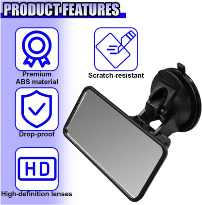 Car Mirror for Baby, Clip-on Wide Angle Rear View Convex Mirrors, Car Seat Mirror for Baby Rear Facing, 360° Adjustable Car Seat Mirrors for Viewing Infant Toddler Child (Sucker)