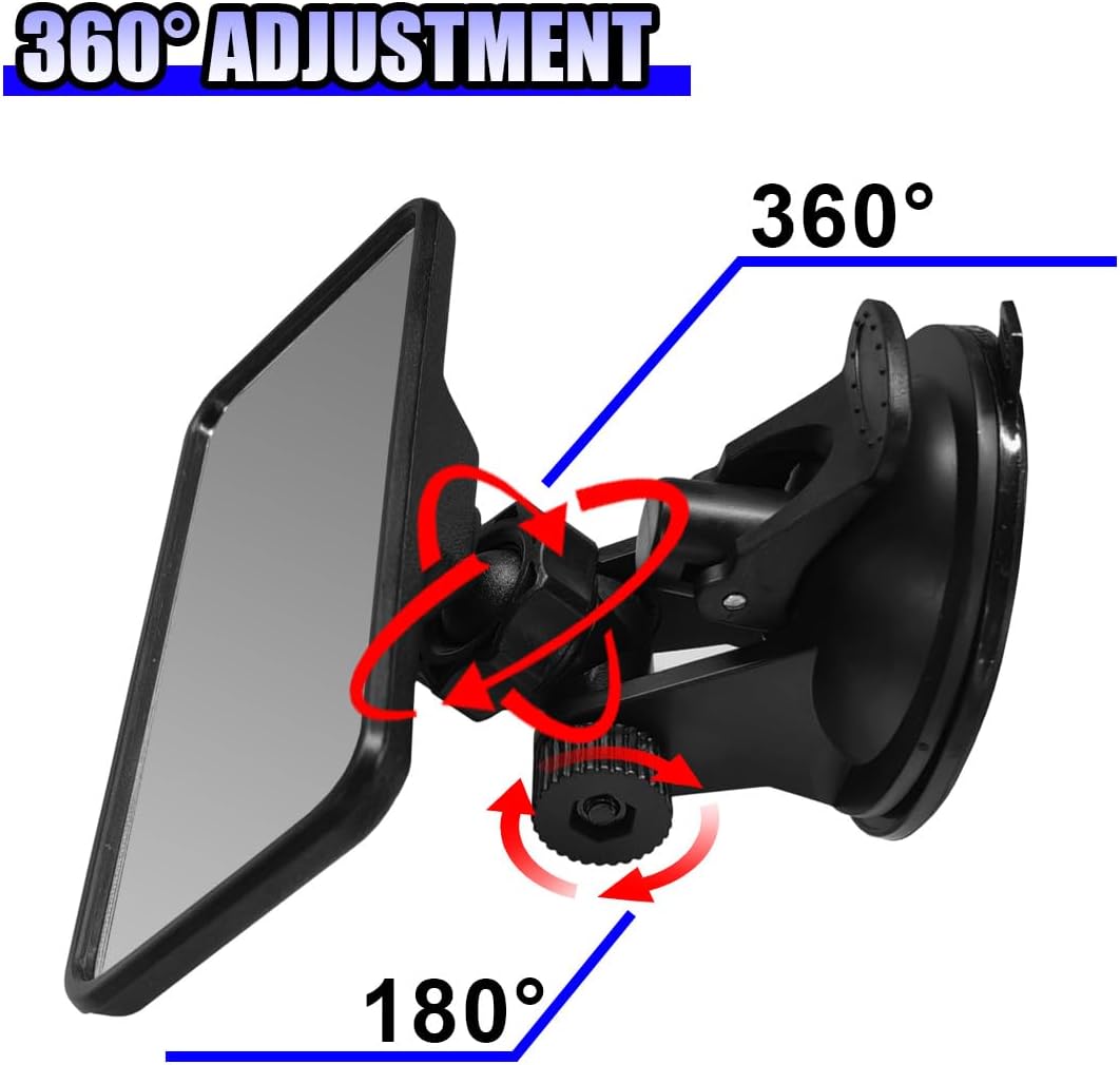 Car Mirror for Baby, Clip-on Wide Angle Rear View Convex Mirrors, Car Seat Mirror for Baby Rear Facing, 360° Adjustable Car Seat Mirrors for Viewing Infant Toddler Child (Sucker)