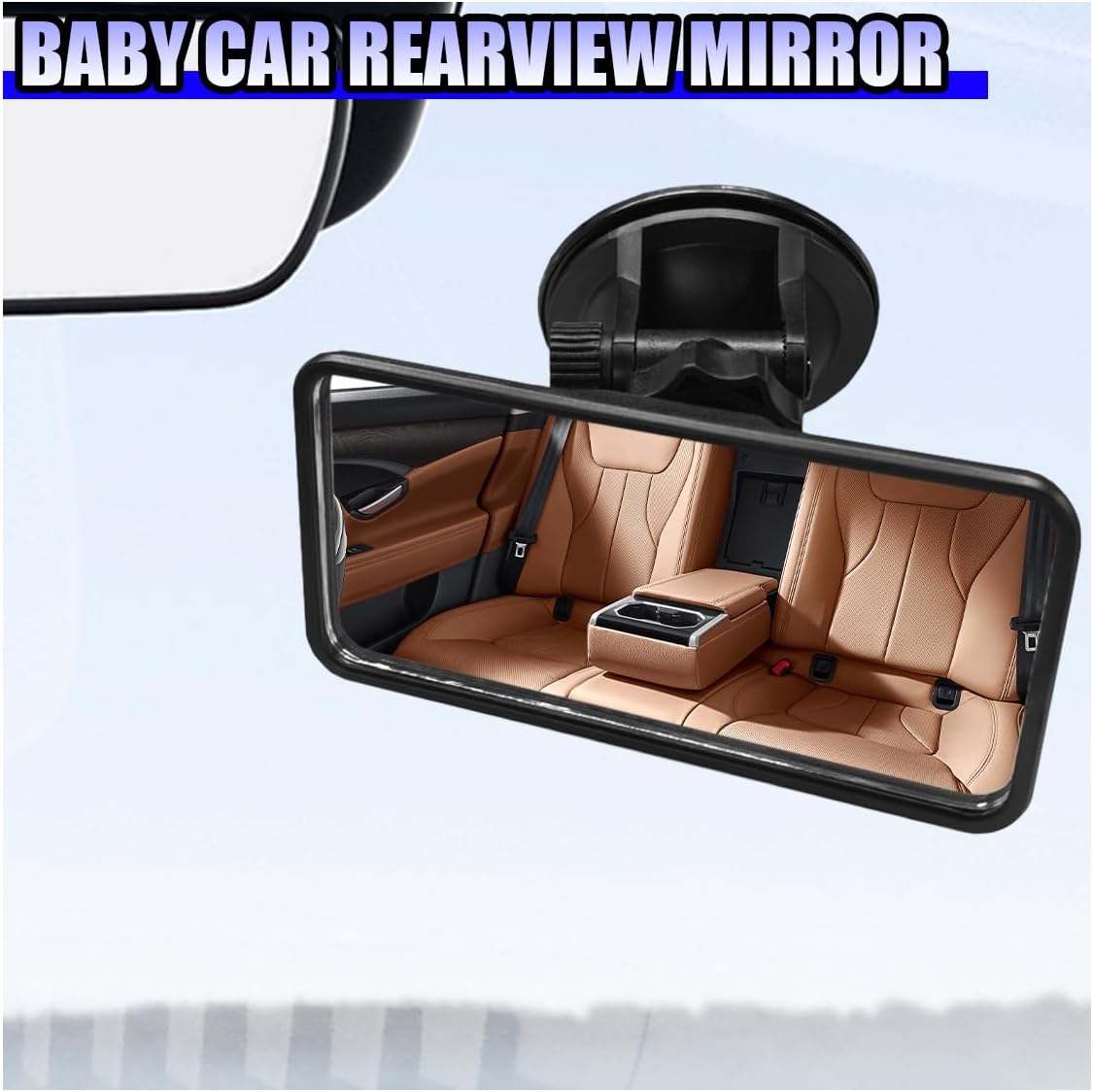 Car Mirror for Baby, Clip-on Wide Angle Rear View Convex Mirrors, Car Seat Mirror for Baby Rear Facing, 360° Adjustable Car Seat Mirrors for Viewing Infant Toddler Child (Sucker)