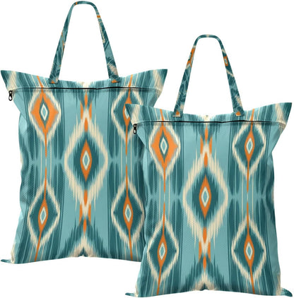 Boho Blue Waterproof Travel Laundry Bag Reusable 2-Pack