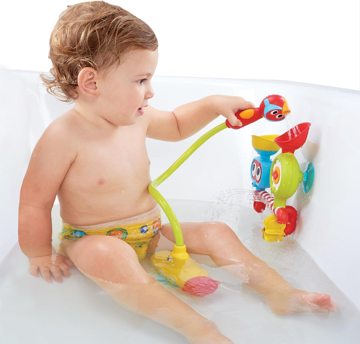 Submarine Spray Station Kids Bath Toy (Ages 2+) Mold-Free, Wall-Mounted, Battery-Operated Shower Head & Spin N Sprinkle Set for Fun Baby Bathtime Play with Magical Water Effects