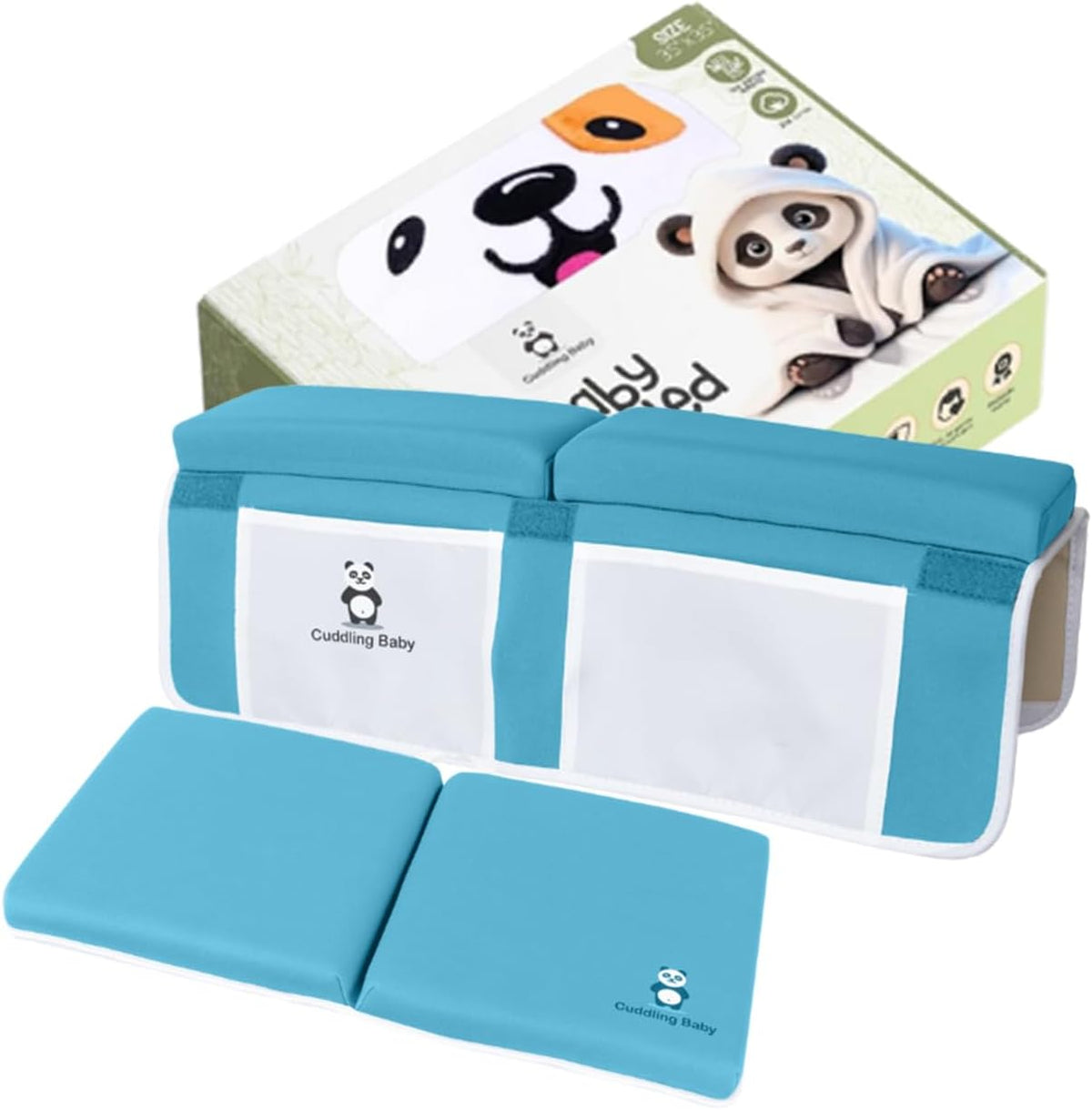Blue Bath Kneeler & Elbow Rest Pad Set with Baby Bath Towel, Hooded, Dog