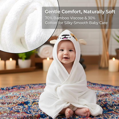 Blue Bath Kneeler & Elbow Rest Pad Set with Baby Bath Towel, Hooded, Dog