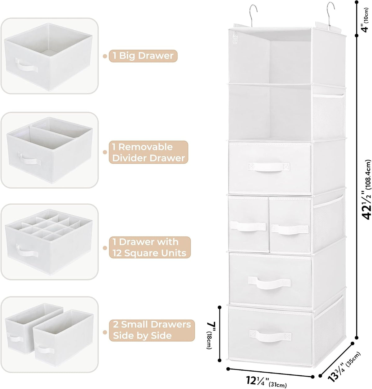 Bundle of 1-Pack Behind Door Storage & 1-Pack Hanging Storgae Organizer for Closet