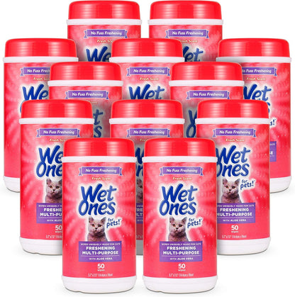 for Cats Freshening Wipes with Aloe Vera, Fresh, 12-Pk