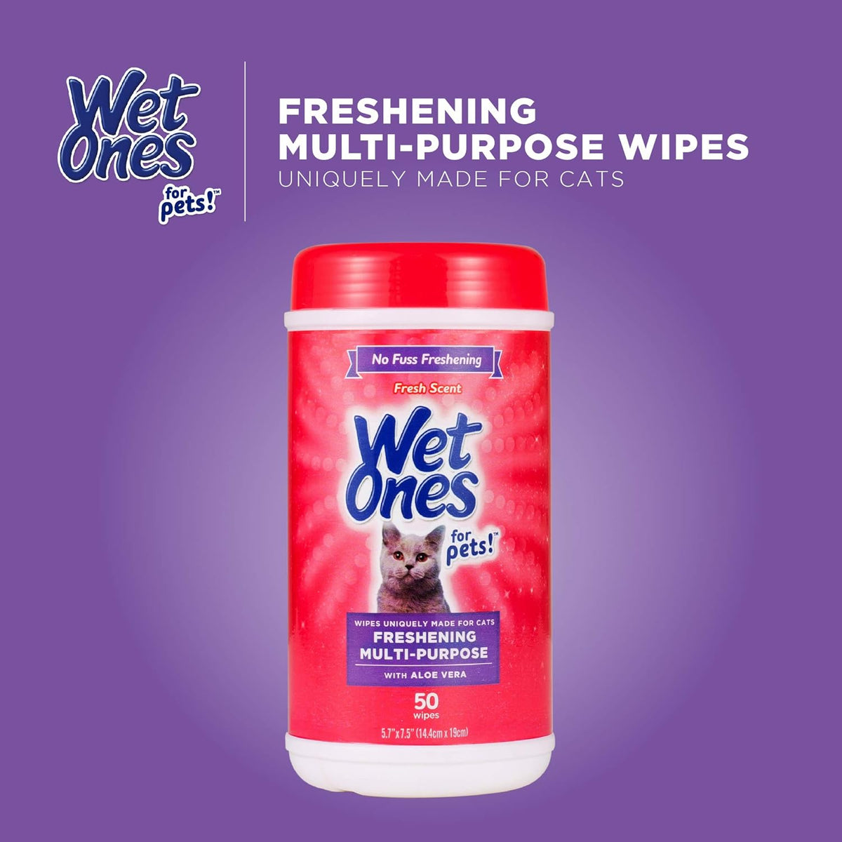 for Cats Freshening Wipes with Aloe Vera, Fresh, 12-Pk