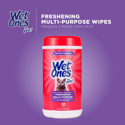 for Cats Freshening Wipes with Aloe Vera, Fresh, 12-Pk