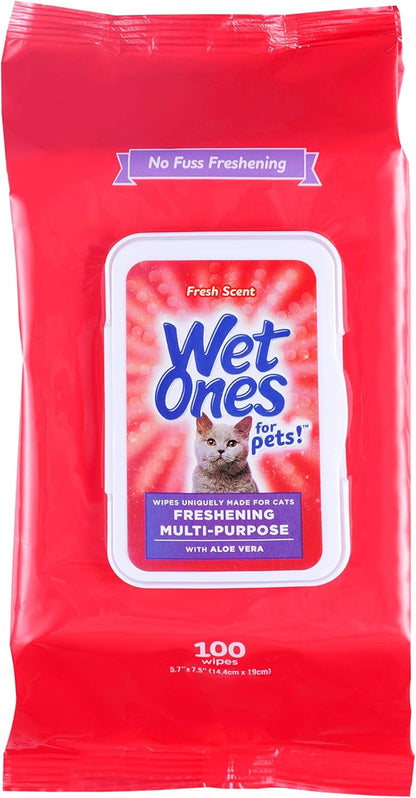 for Cats Freshening Wipes with Aloe Vera, Fresh, 12-Pk