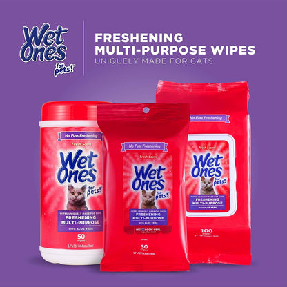 for Cats Freshening Wipes with Aloe Vera, Fresh, 12-Pk