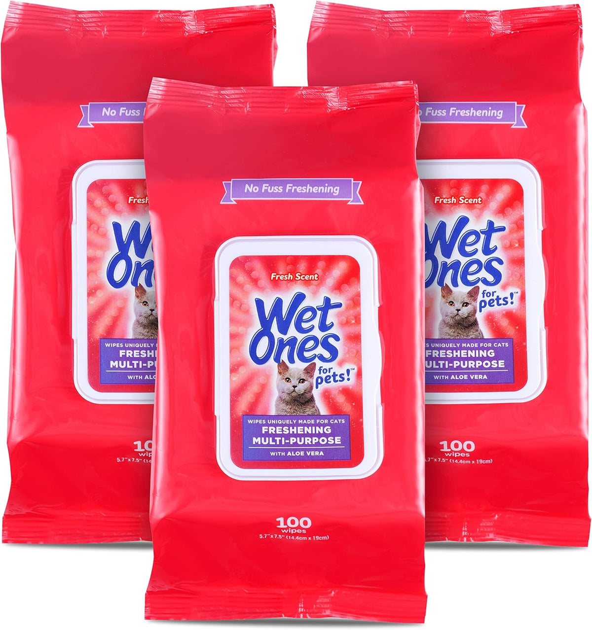 for Cats Freshening Wipes with Aloe Vera, Fresh, 12-Pk