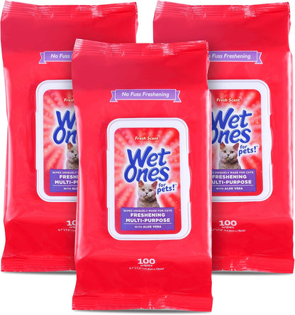 for Cats Freshening Wipes with Aloe Vera, Fresh, 12-Pk