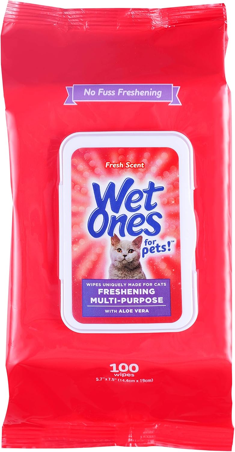for Cats Freshening Wipes with Aloe Vera, Fresh, 12-Pk