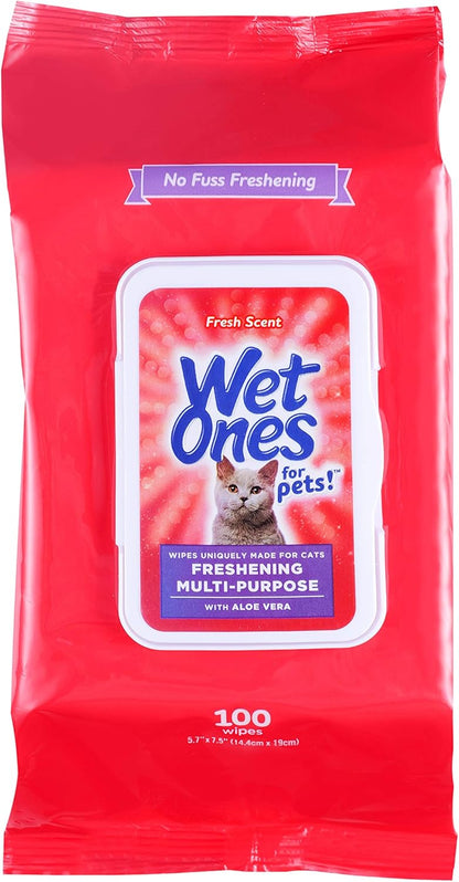 for Cats Freshening Wipes with Aloe Vera, Fresh, 12-Pk