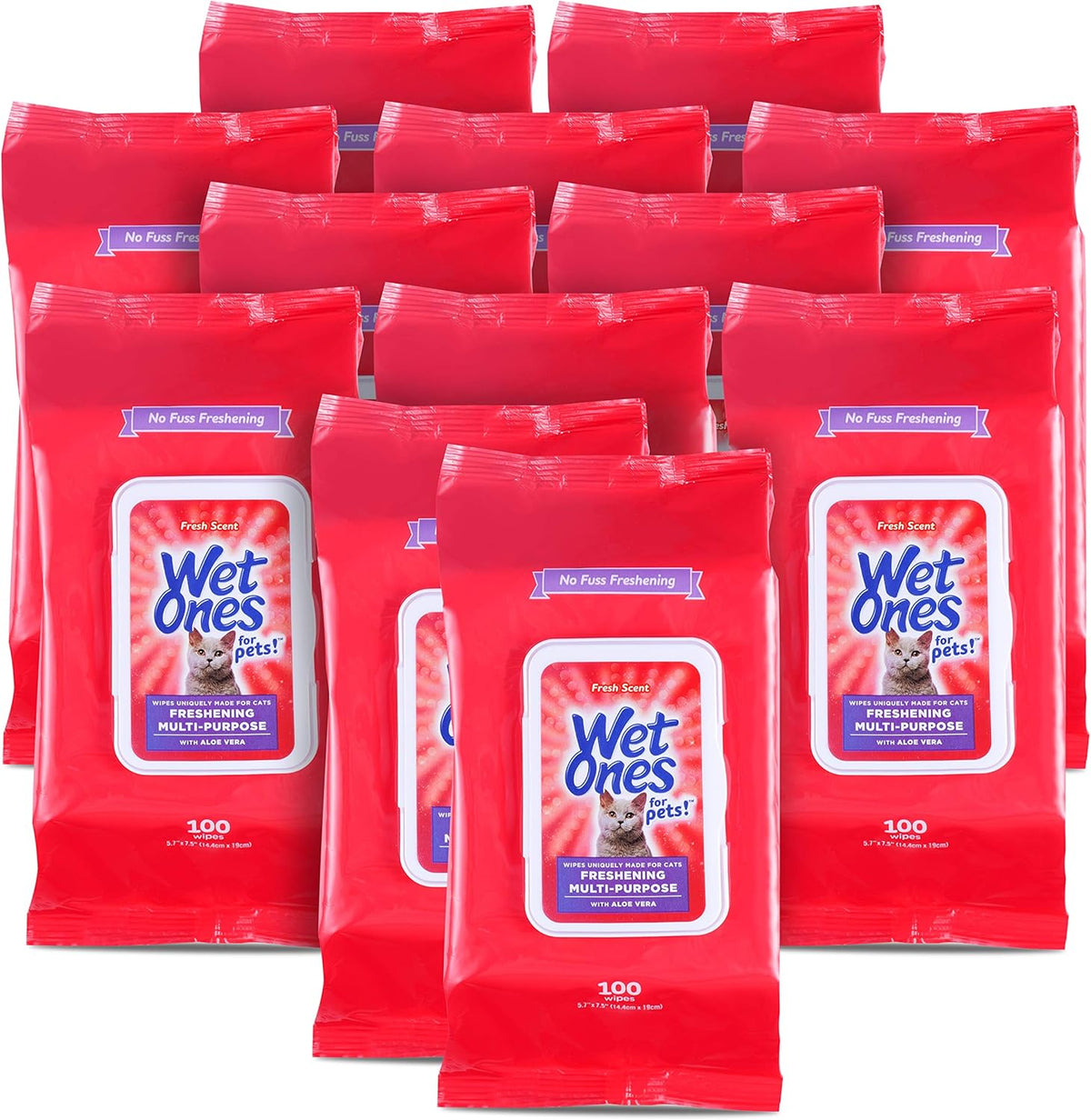for Cats Freshening Wipes with Aloe Vera, Fresh, 12-Pk