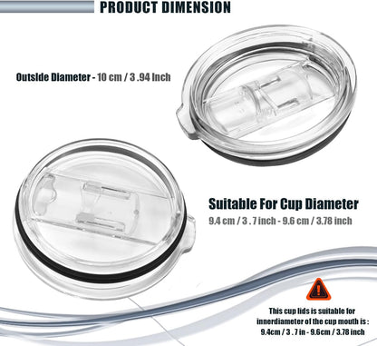 Tumbler Lids Spillproof for 20oz 30oz Yeti and More Cooler Cup, Splash Resistant Lids for Tumbler/For Yeti/Ozark Trails and More, Splash Proof Open - Close Slide Lid, Straw Friendly (20 oz)