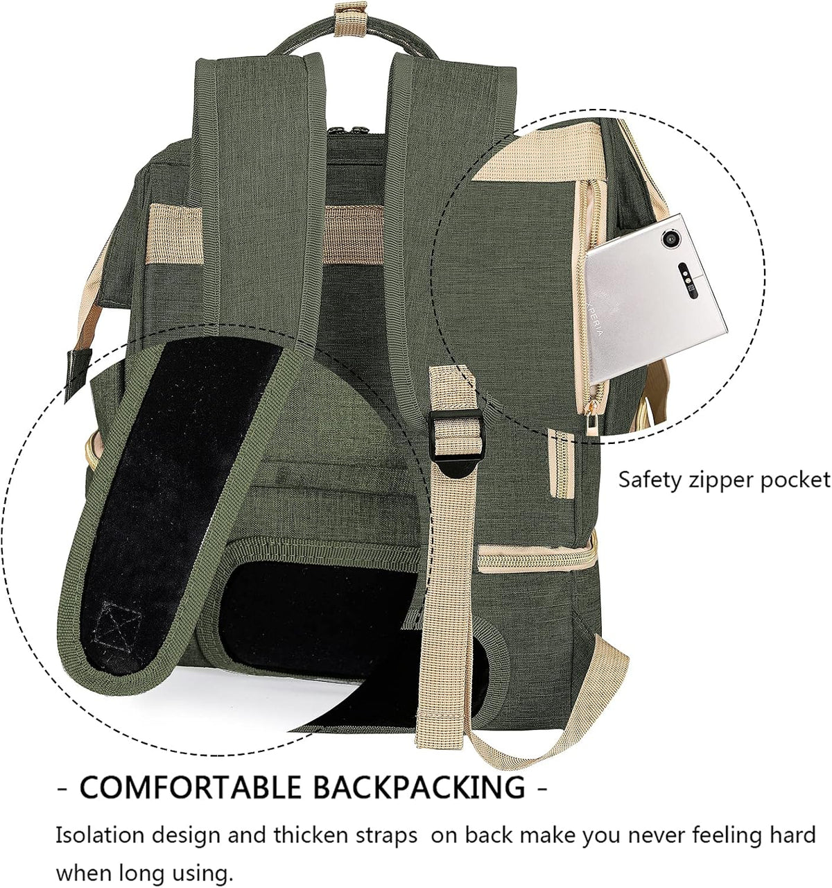 DiaperBreast Pump Backpack - Cooler and Moistureproof Bag Double Layer for Mother Outdoor Working Backpack with USB Charging Port, Large (Pink)