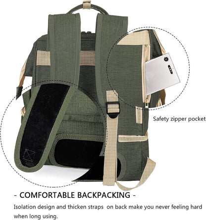 DiaperBreast Pump Backpack - Cooler and Moistureproof Bag Double Layer for Mother Outdoor Working Backpack with USB Charging Port, Large (Pink)