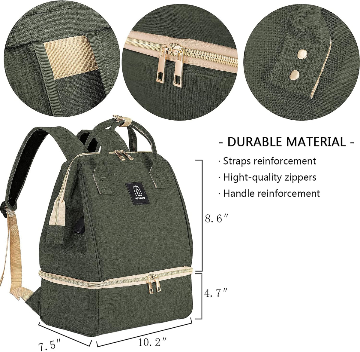 DiaperBreast Pump Backpack - Cooler and Moistureproof Bag Double Layer for Mother Outdoor Working Backpack with USB Charging Port, Large (Pink)