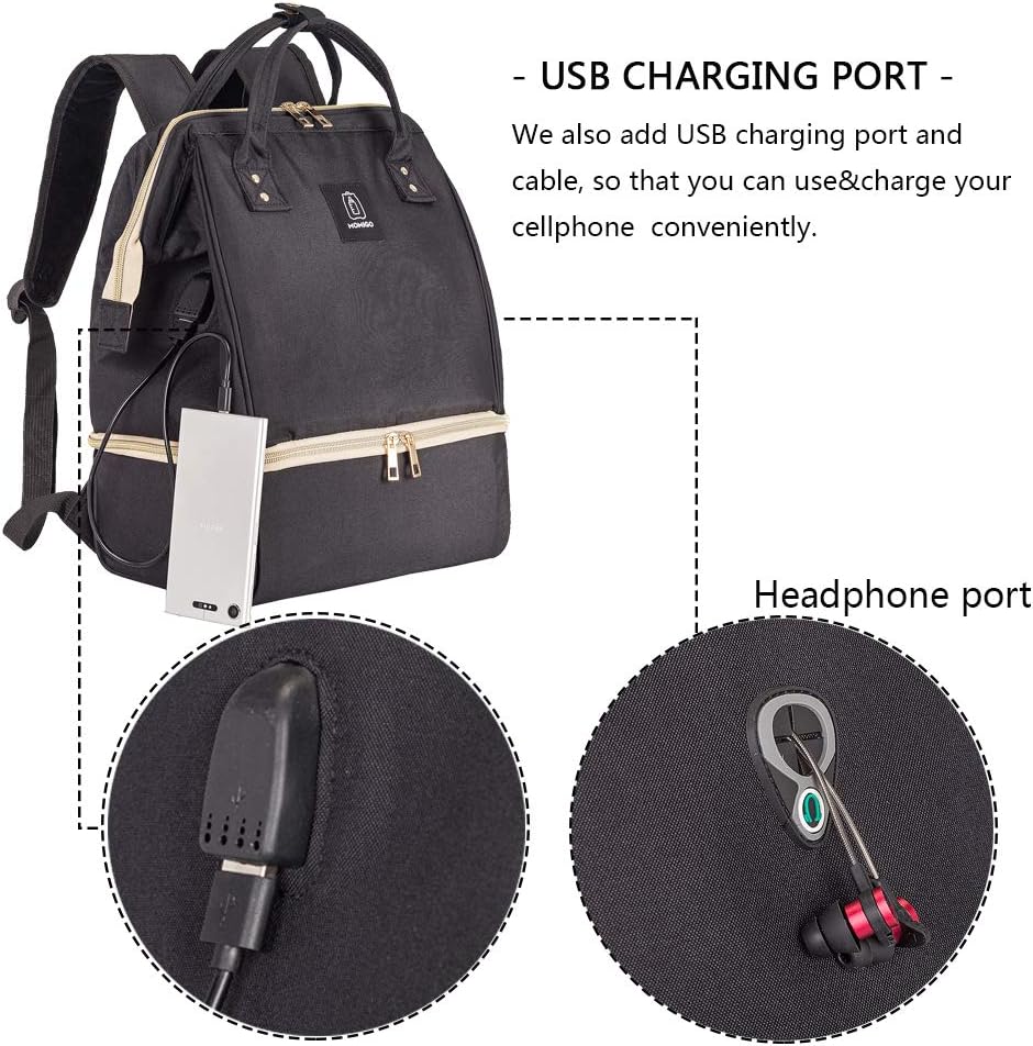 DiaperBreast Pump Backpack - Cooler and Moistureproof Bag Double Layer for Mother Outdoor Working Backpack with USB Charging Port, Large (Pink)