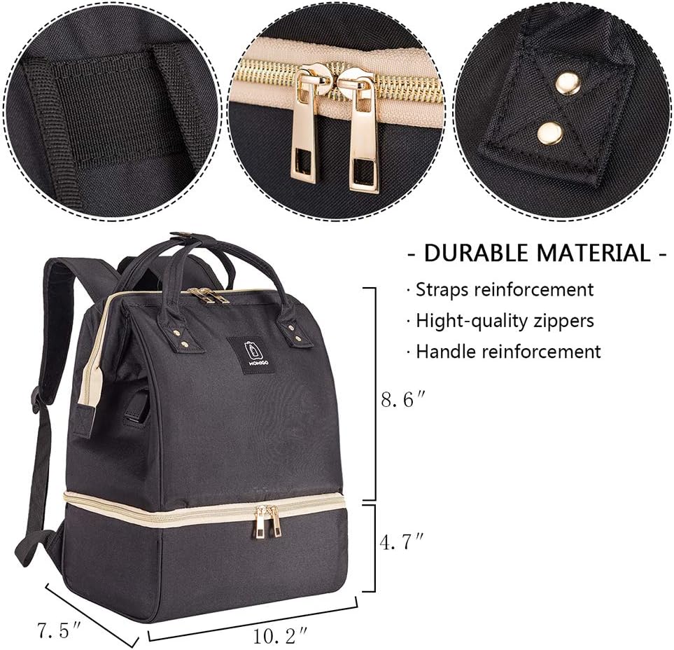 DiaperBreast Pump Backpack - Cooler and Moistureproof Bag Double Layer for Mother Outdoor Working Backpack with USB Charging Port, Large (Pink)