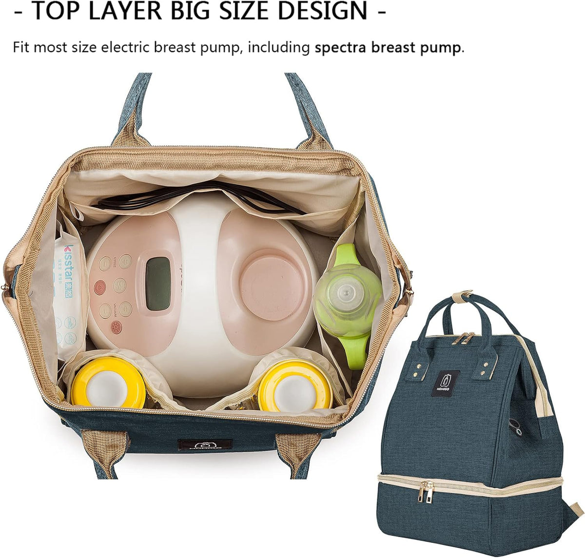 DiaperBreast Pump Backpack - Cooler and Moistureproof Bag Double Layer for Mother Outdoor Working Backpack with USB Charging Port, Large (Pink)