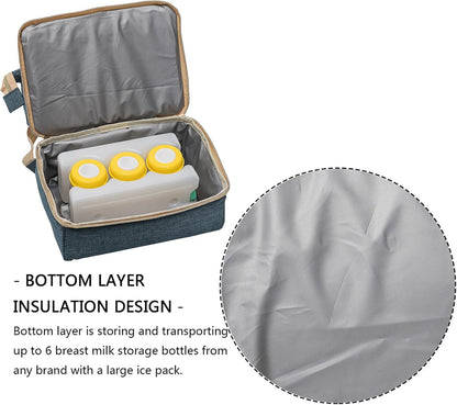 DiaperBreast Pump Backpack - Cooler and Moistureproof Bag Double Layer for Mother Outdoor Working Backpack with USB Charging Port, Large (Pink)