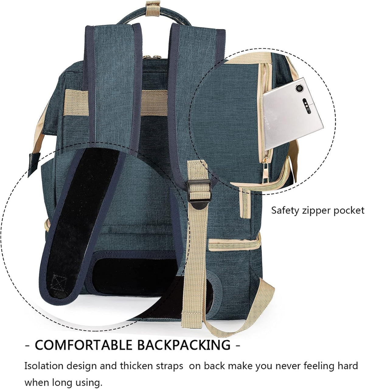 DiaperBreast Pump Backpack - Cooler and Moistureproof Bag Double Layer for Mother Outdoor Working Backpack with USB Charging Port, Large (Pink)