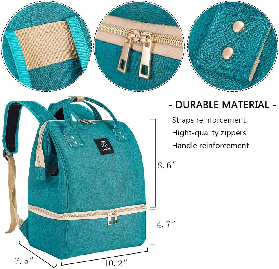 DiaperBreast Pump Backpack - Cooler and Moistureproof Bag Double Layer for Mother Outdoor Working Backpack with USB Charging Port, Large (Pink)