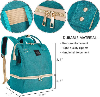 DiaperBreast Pump Backpack - Cooler and Moistureproof Bag Double Layer for Mother Outdoor Working Backpack with USB Charging Port, Large (Pink)
