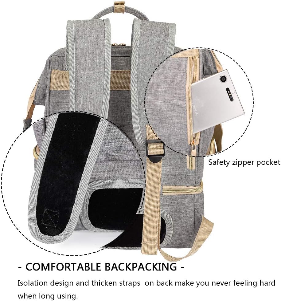 DiaperBreast Pump Backpack - Cooler and Moistureproof Bag Double Layer for Mother Outdoor Working Backpack with USB Charging Port, Large (Pink)