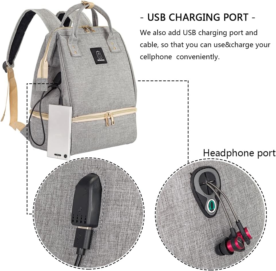 DiaperBreast Pump Backpack - Cooler and Moistureproof Bag Double Layer for Mother Outdoor Working Backpack with USB Charging Port, Large (Pink)