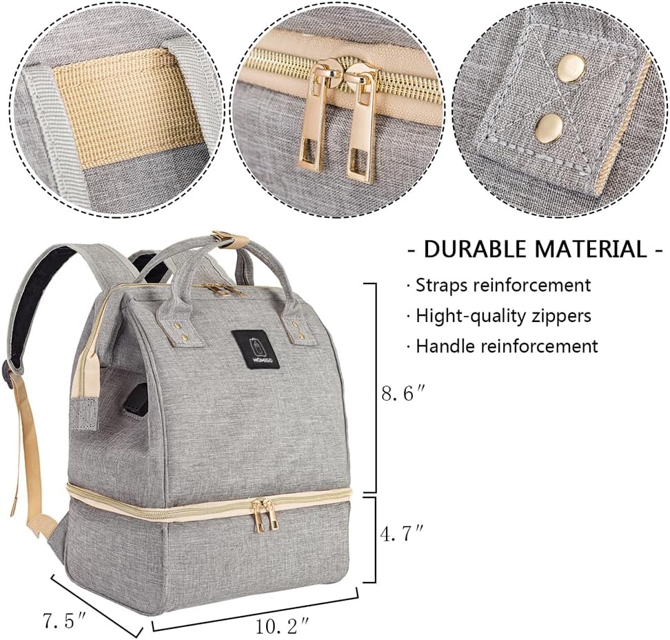 DiaperBreast Pump Backpack - Cooler and Moistureproof Bag Double Layer for Mother Outdoor Working Backpack with USB Charging Port, Large (Pink)