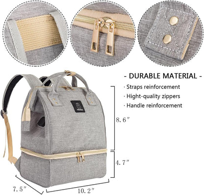 DiaperBreast Pump Backpack - Cooler and Moistureproof Bag Double Layer for Mother Outdoor Working Backpack with USB Charging Port, Large (Pink)