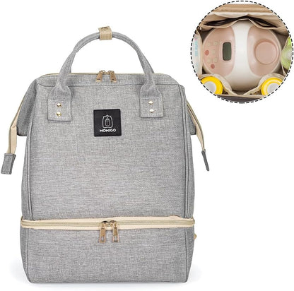 DiaperBreast Pump Backpack - Cooler and Moistureproof Bag Double Layer for Mother Outdoor Working Backpack with USB Charging Port, Large (Pink)