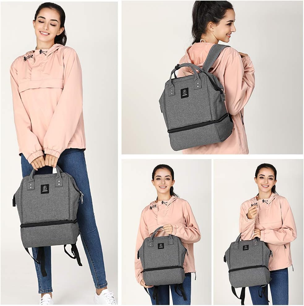 DiaperBreast Pump Backpack - Cooler and Moistureproof Bag Double Layer for Mother Outdoor Working Backpack with USB Charging Port, Large (Pink)