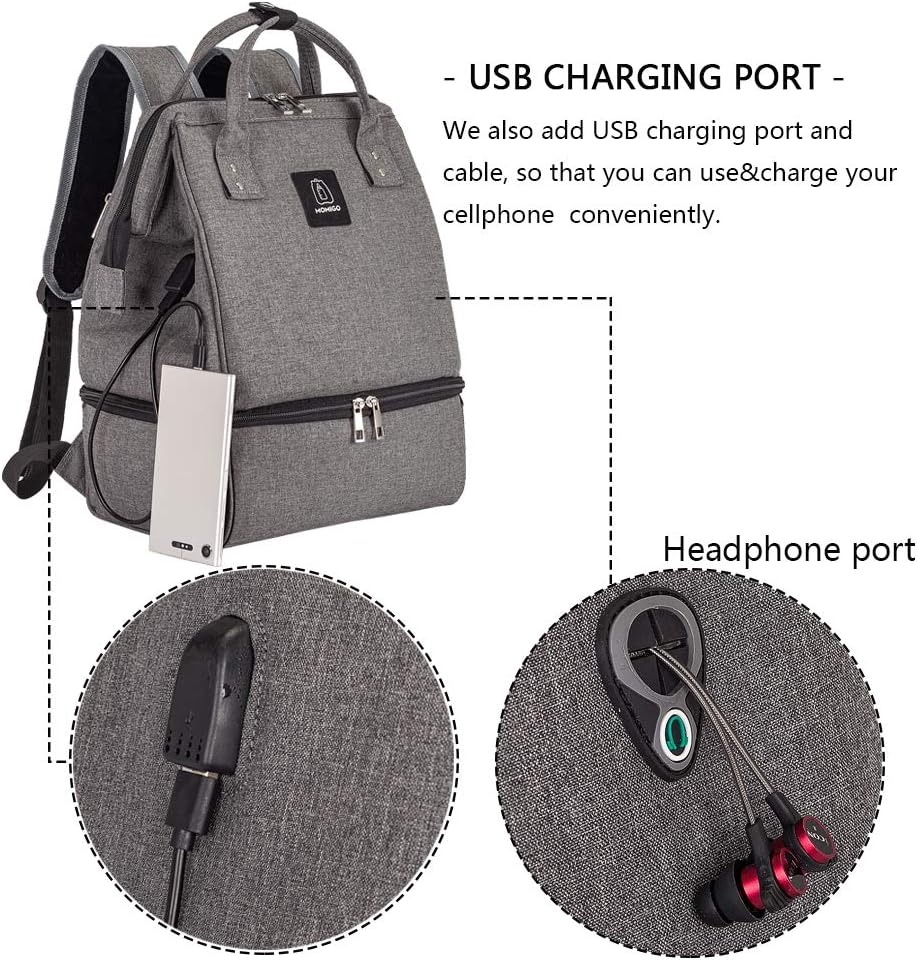 DiaperBreast Pump Backpack - Cooler and Moistureproof Bag Double Layer for Mother Outdoor Working Backpack with USB Charging Port, Large (Pink)