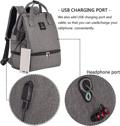 DiaperBreast Pump Backpack - Cooler and Moistureproof Bag Double Layer for Mother Outdoor Working Backpack with USB Charging Port, Large (Pink)