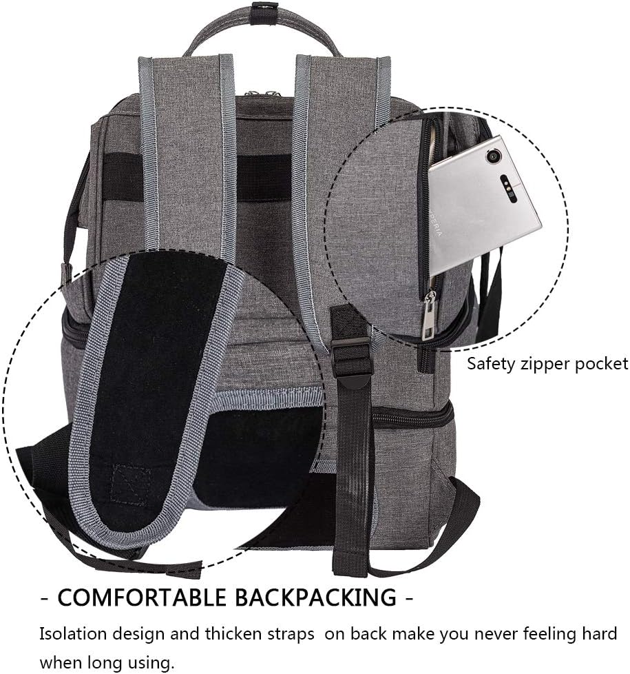 DiaperBreast Pump Backpack - Cooler and Moistureproof Bag Double Layer for Mother Outdoor Working Backpack with USB Charging Port, Large (Pink)