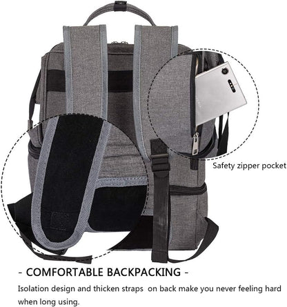 DiaperBreast Pump Backpack - Cooler and Moistureproof Bag Double Layer for Mother Outdoor Working Backpack with USB Charging Port, Large (Pink)